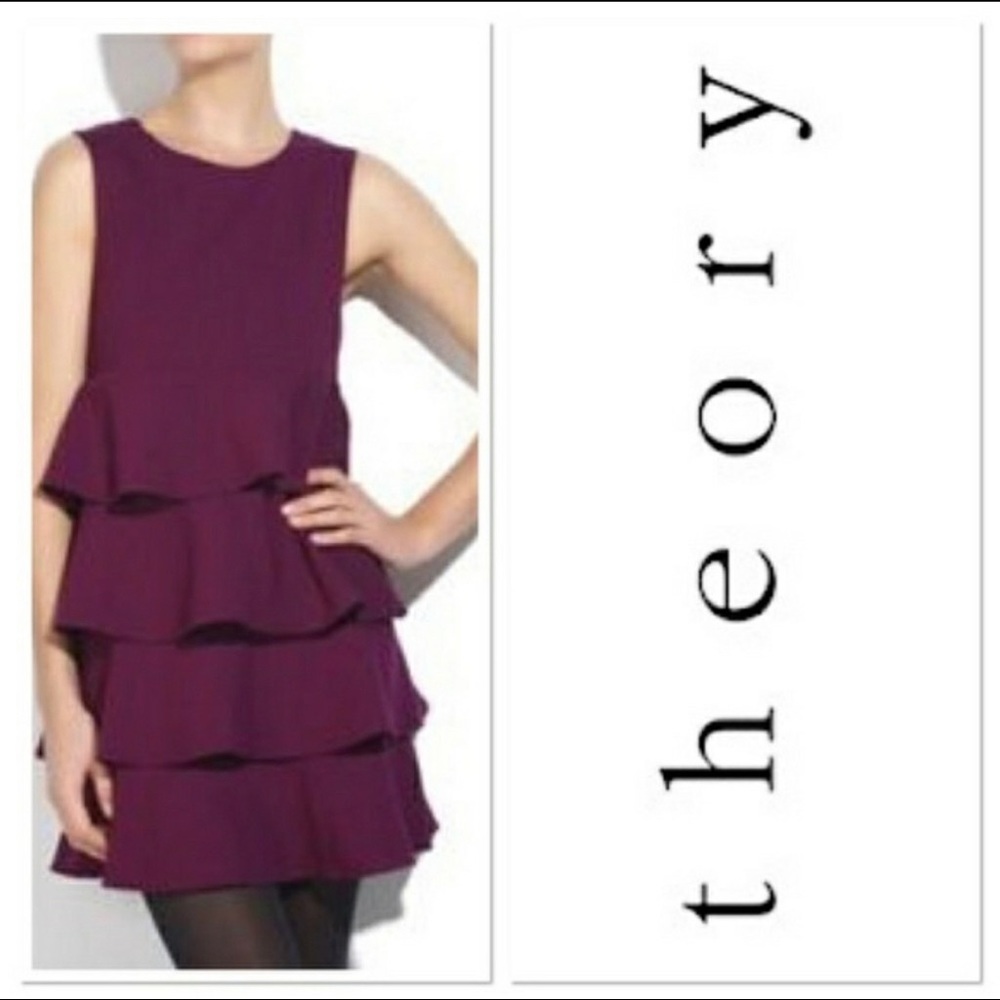 Theory Tiered Ruffled Dress in Plum